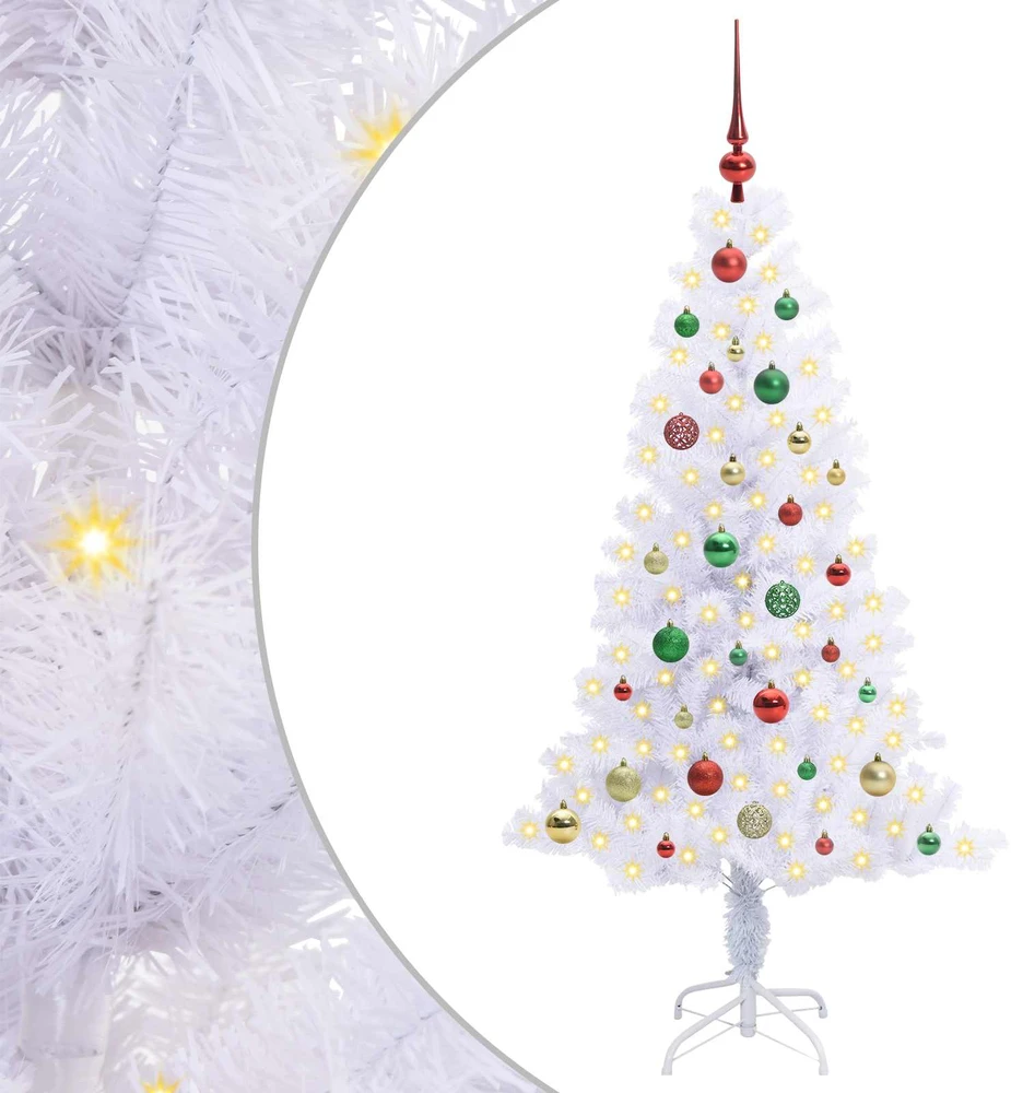Dirbtinė Kalėdų eglutė su 150 LED Balta 150 cm PVC ir plienas