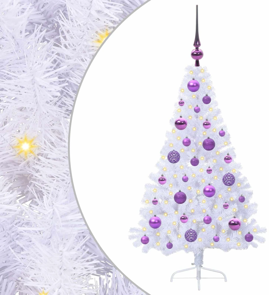 Dirbtinė Kalėdų eglutė su 150 LED Balta 120 cm PVC ir Plienas
