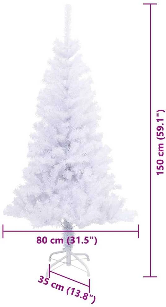 Dirbtinė Kalėdų eglutė su 150 LED Balta 150 cm PVC ir plienas