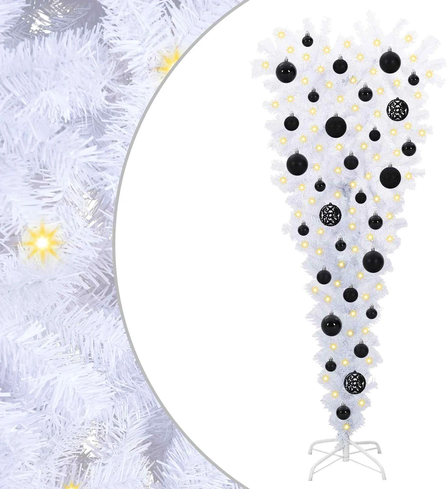 Dirbtinė Kalėdų eglutė su 150 LED Balta 120 cm PVC ir Plienas