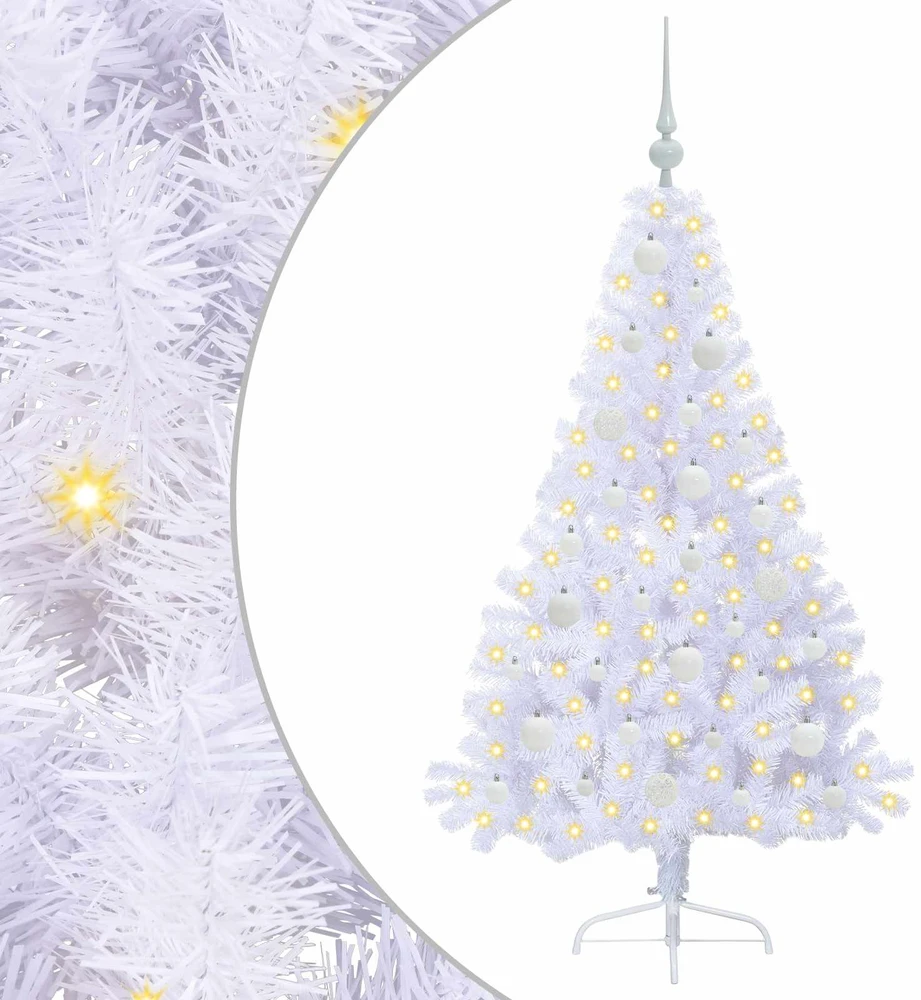 Dirbtinė Kalėdų eglutė su 150 LED Balta 150 cm PVC ir Plienas