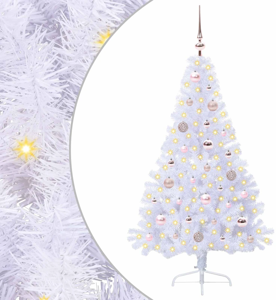 Dirbtinė Kalėdų eglutė su 150 LED Balta 150 cm PVC ir Plienas