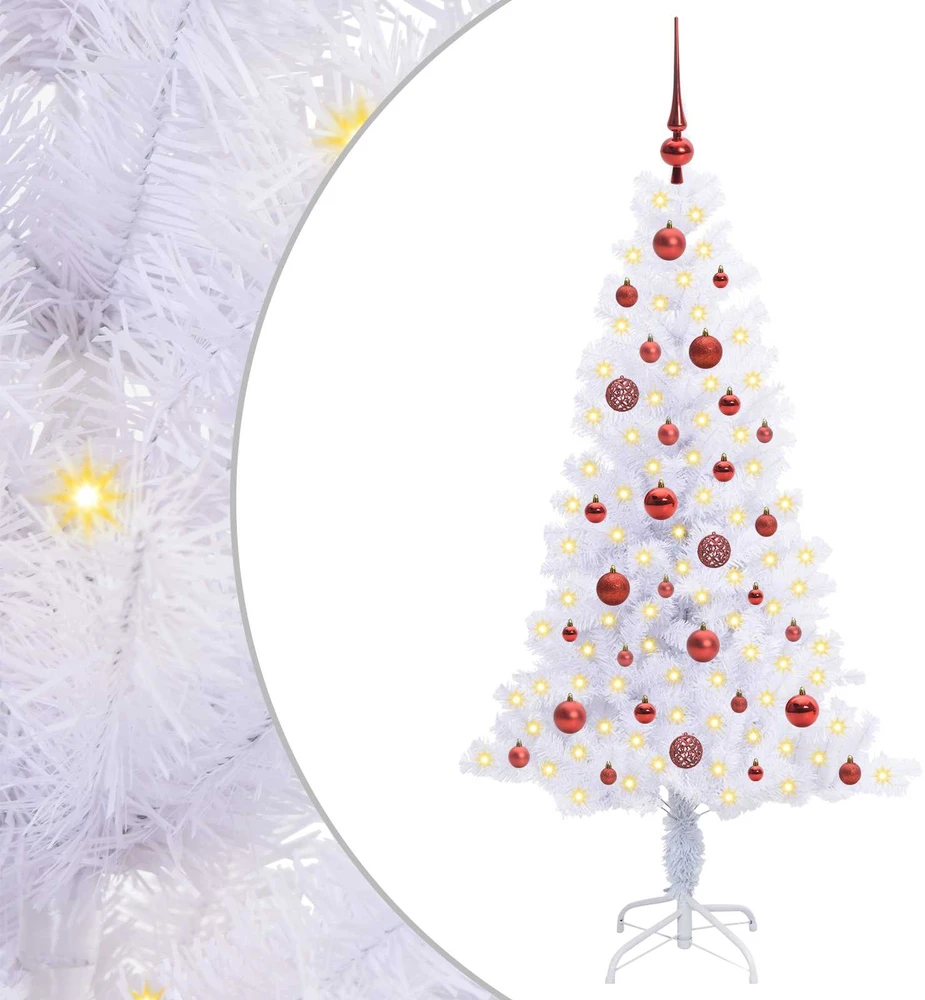 Dirbtinė Kalėdų eglutė su 150 LED Balta 150 cm PVC ir plienas