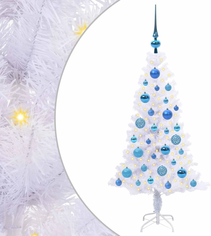 Dirbtinė Kalėdų eglutė su 150 LED Balta 120 cm PVC ir plienas
