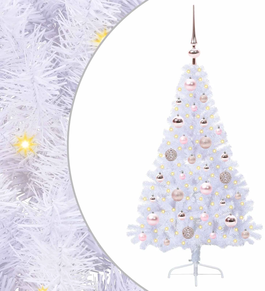 Dirbtinė Kalėdų eglutė su 150 LED Balta 120 cm PVC ir Plienas