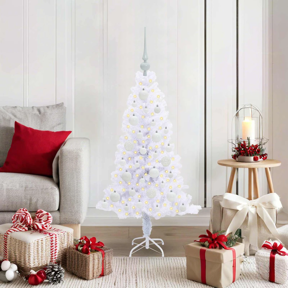 Dirbtinė Kalėdų eglutė su 150 LED Balta 120 cm PVC ir plienas