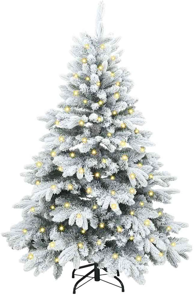 Dirbtinė Kalėdų eglutė su 150 LED Balta 150 cm PE ir PVC