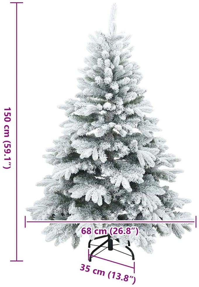 Dirbtinė Kalėdų eglutė su 150 LED Balta 150 cm PE ir PVC