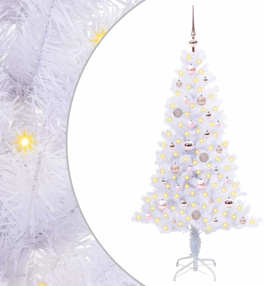 Dirbtinė Kalėdų eglutė su 150 LED Balta 150 cm PVC ir plienas