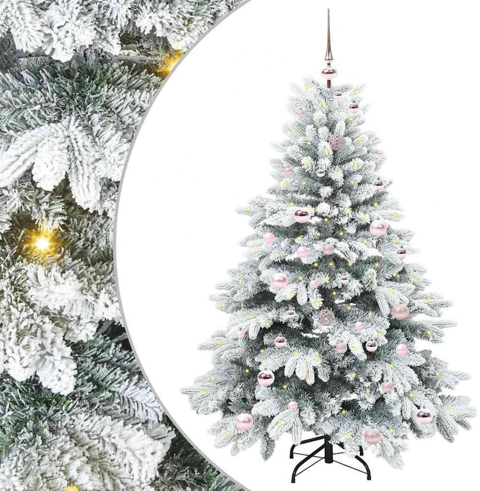 Dirbtinė Kalėdų eglutė su 150 LED Balta 150 cm PE ir PVC