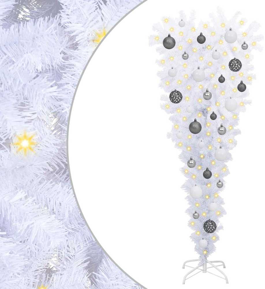 Dirbtinė Kalėdų eglutė su 150 LED Balta 120 cm PVC ir Plienas