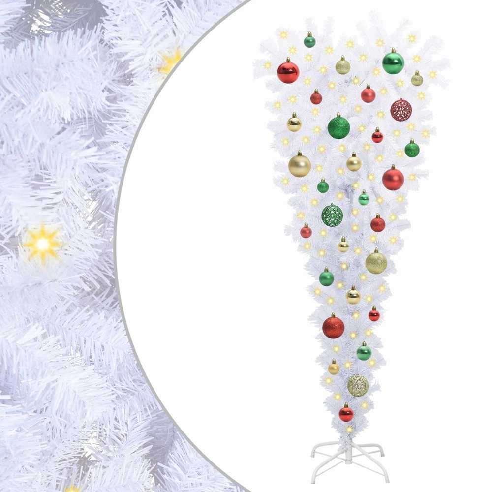 Dirbtinė Kalėdų eglutė su 150 LED Balta 120 cm PVC ir Plienas