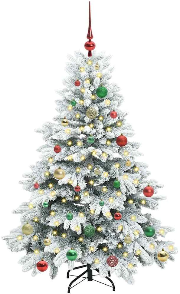 Dirbtinė Kalėdų eglutė su 150 LED Balta 150 cm PE ir PVC