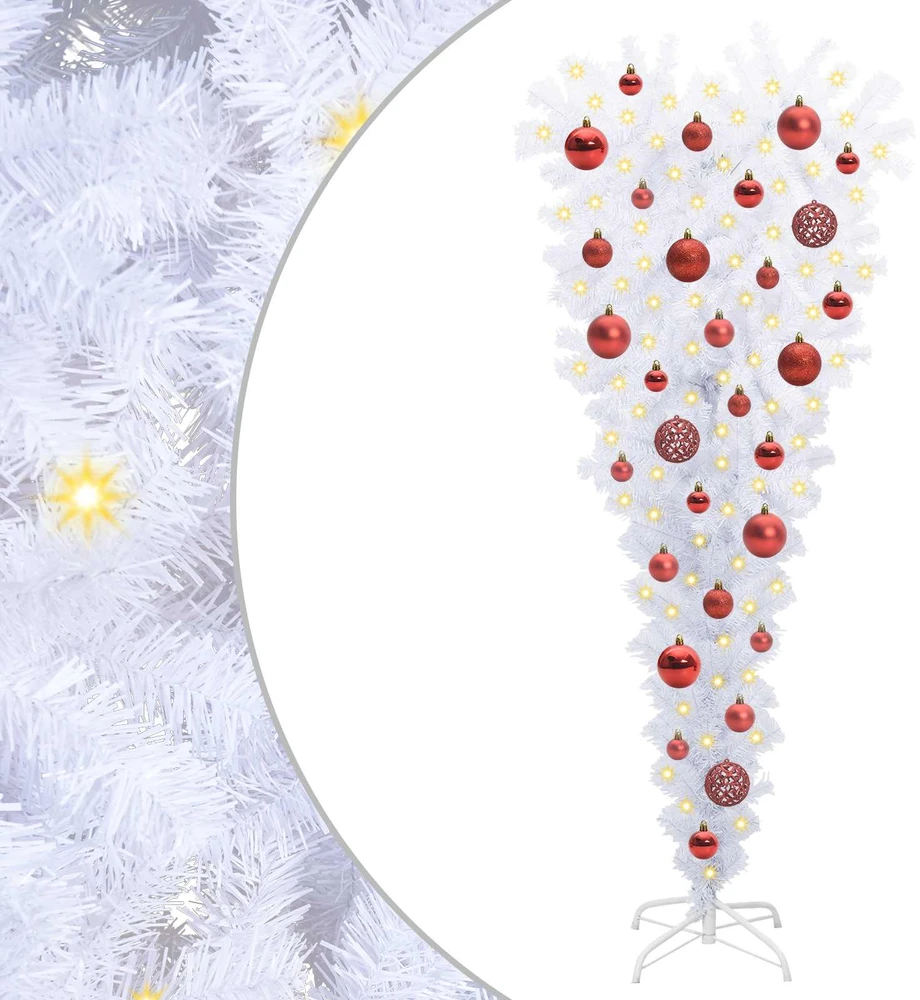 Dirbtinė Kalėdų eglutė su 150 LED Balta 120 cm PVC ir Plienas