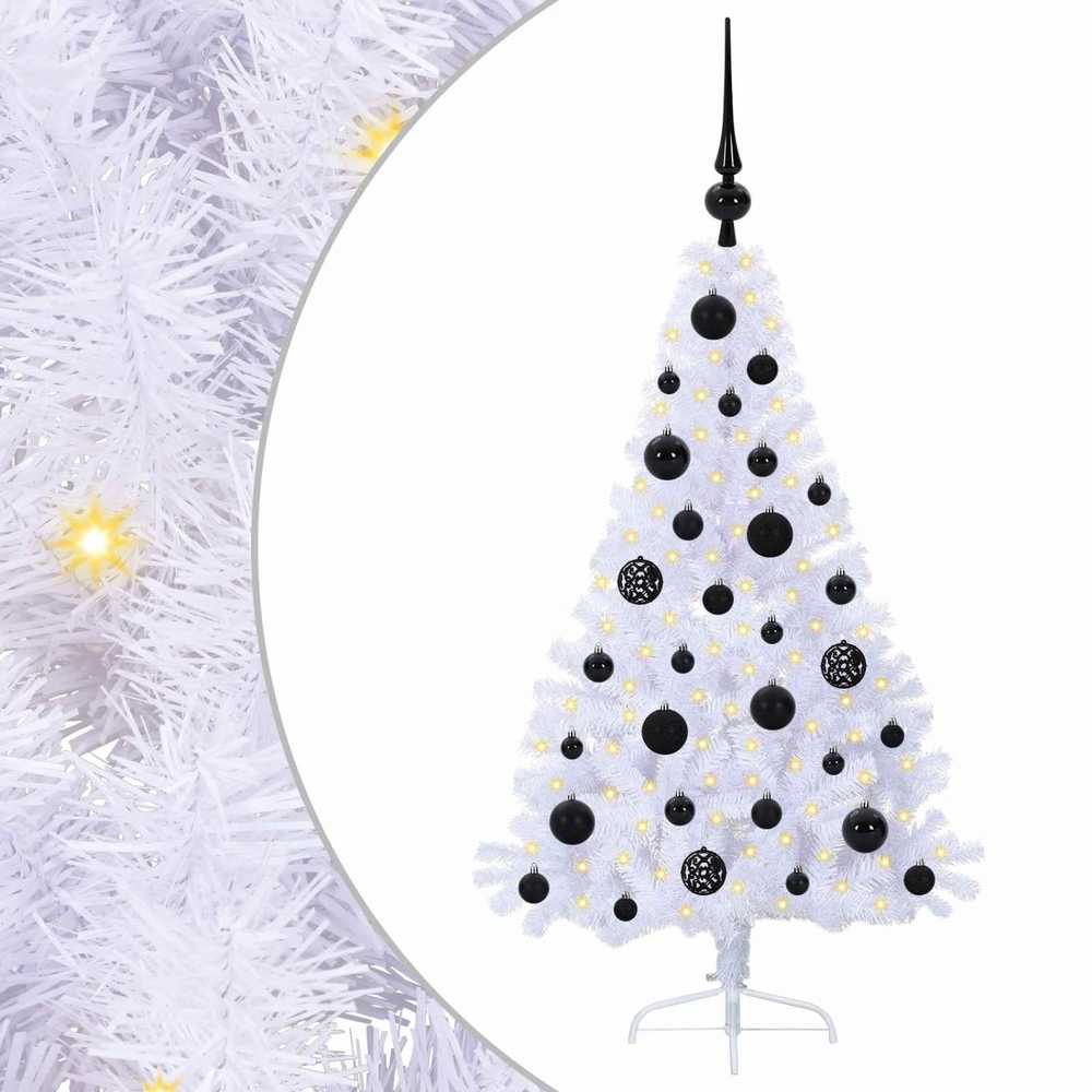 Dirbtinė Kalėdų eglutė su 150 LED Balta 120 cm PVC ir Plienas
