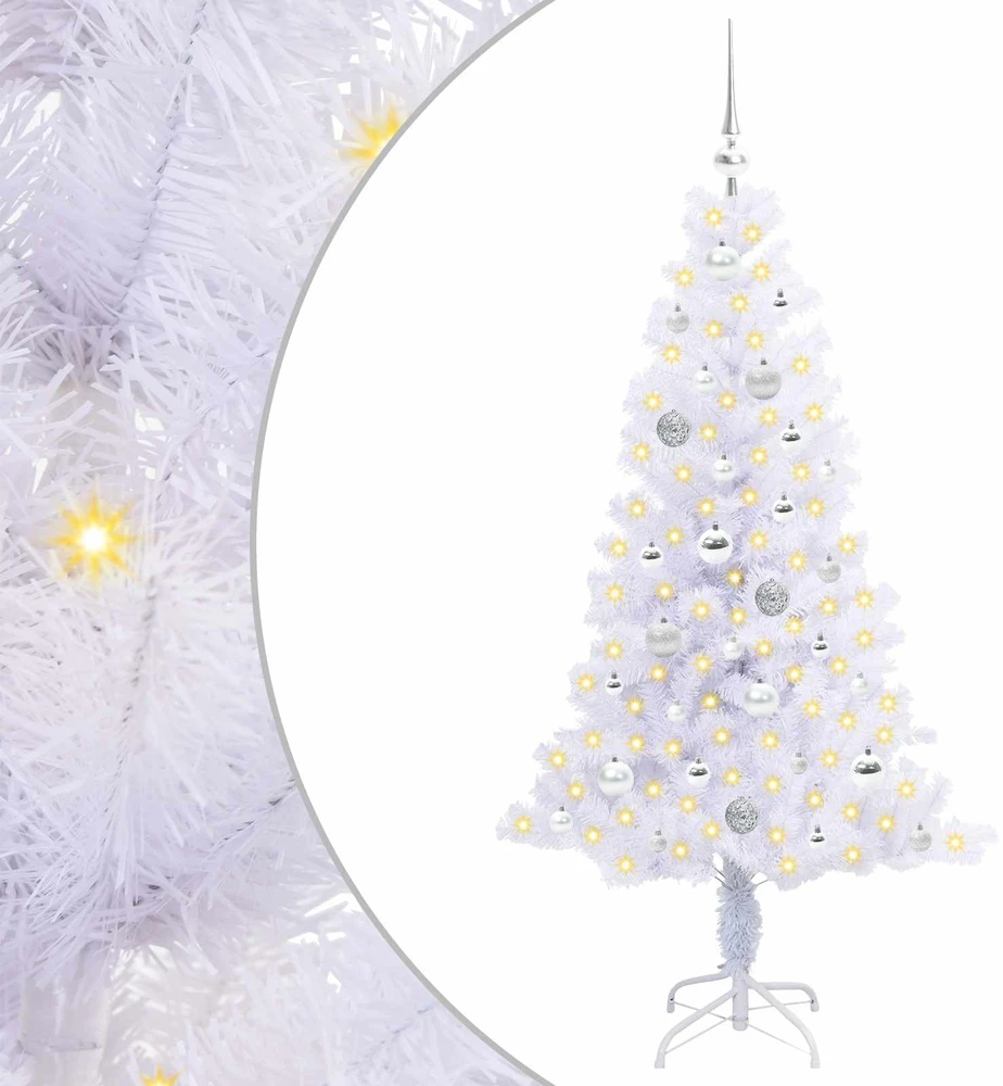 Dirbtinė Kalėdų eglutė su 150 LED Balta 150 cm PVC ir plienas