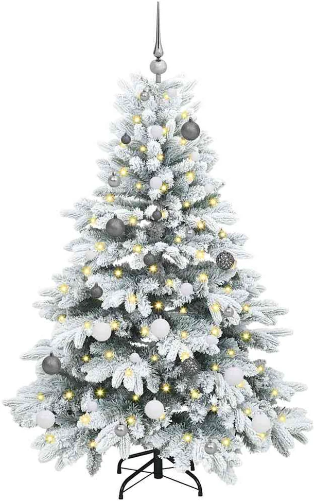 Dirbtinė Kalėdų eglutė su 150 LED Balta 150 cm PE ir PVC