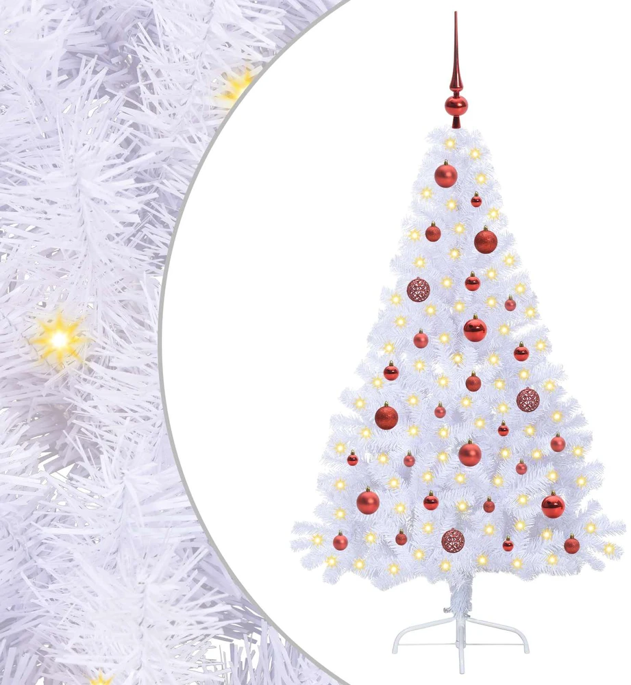 Dirbtinė Kalėdų eglutė su 150 LED Balta 150 cm PVC ir Plienas