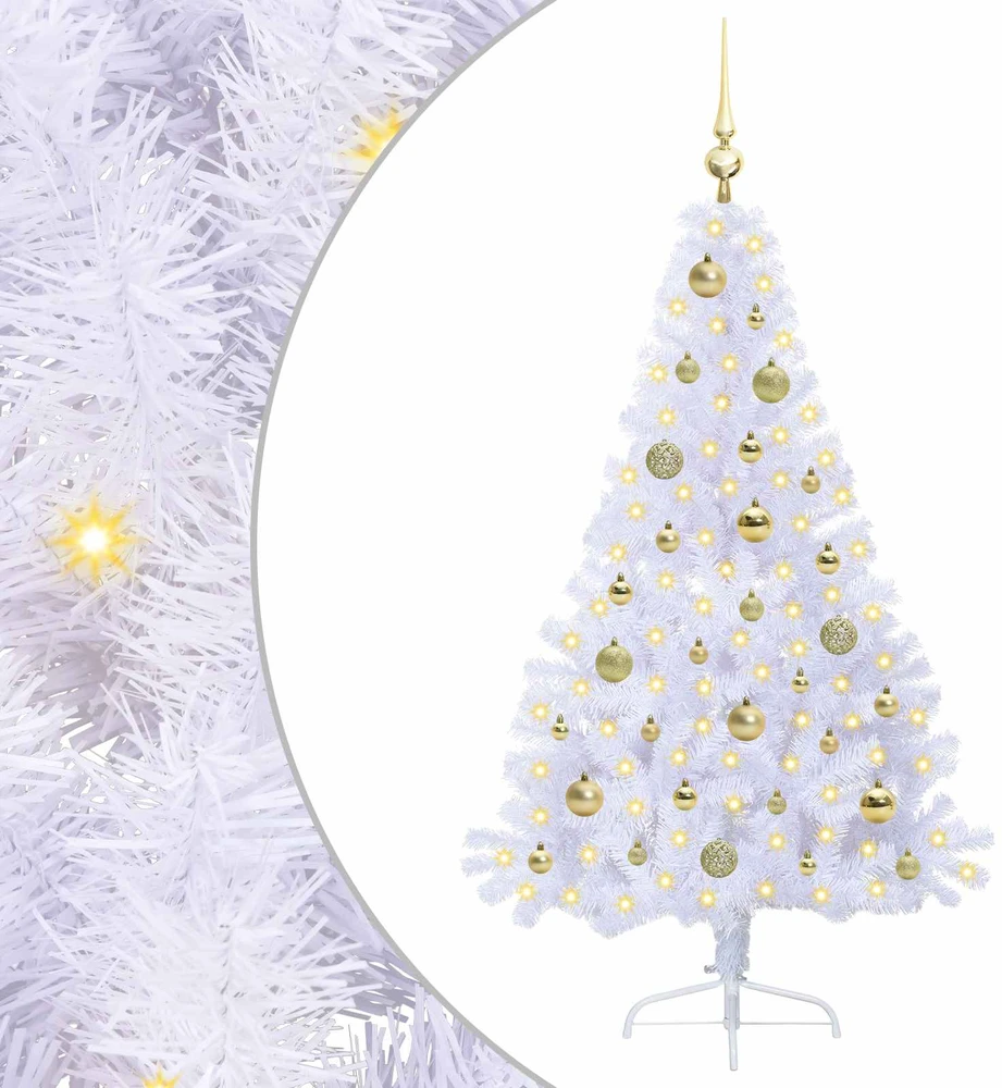 Dirbtinė Kalėdų eglutė su 150 LED Balta 150 cm PVC ir Plienas