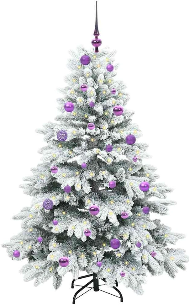 Dirbtinė Kalėdų eglutė su 150 LED Balta 150 cm PE ir PVC