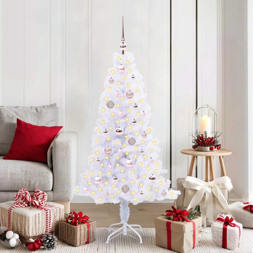 Dirbtinė Kalėdų eglutė su 150 LED Balta 150 cm PVC ir plienas