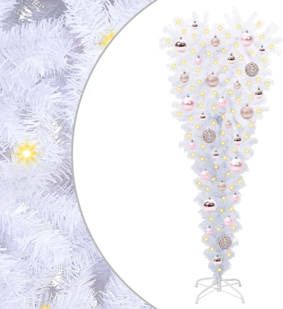 Dirbtinė Kalėdų eglutė su 150 LED Balta 120 cm PVC ir Plienas