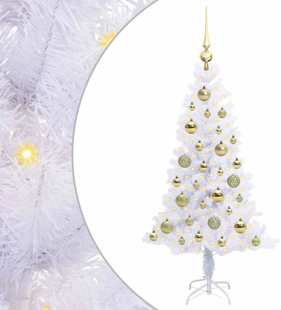 Dirbtinė Kalėdų eglutė su 150 LED Balta 120 cm PVC ir plienas