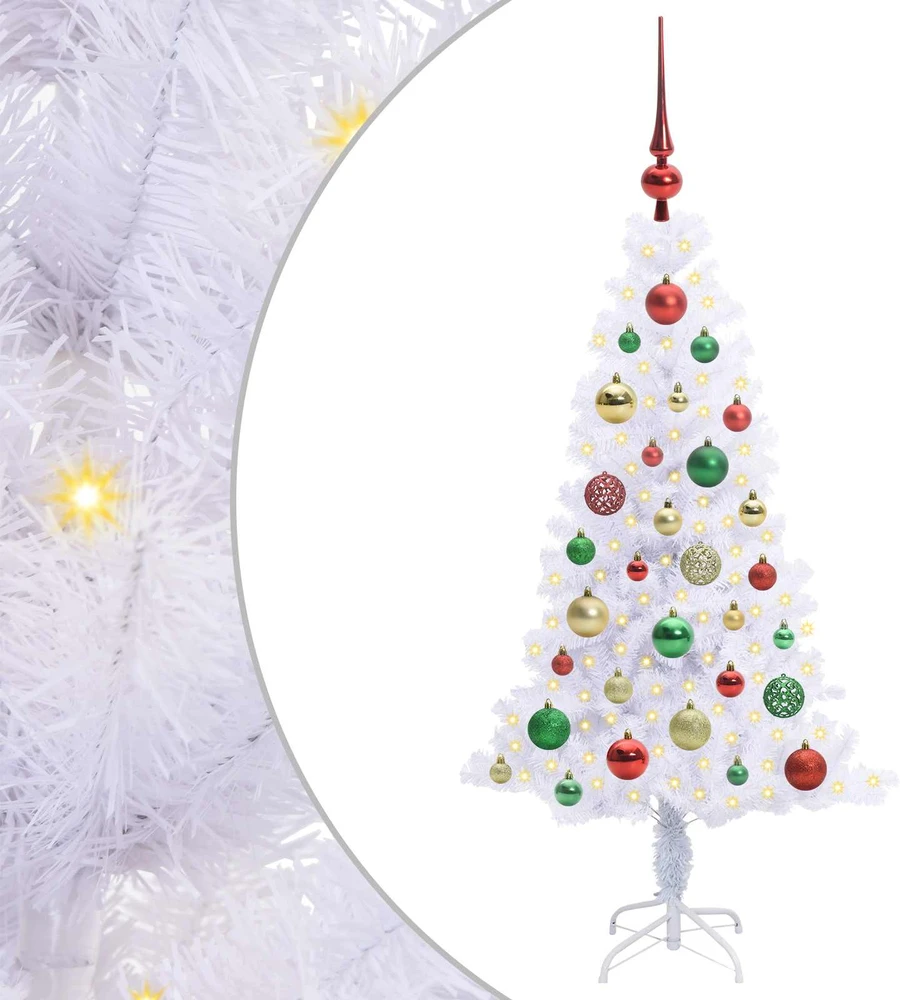 Dirbtinė Kalėdų eglutė su 150 LED Balta 120 cm PVC ir plienas
