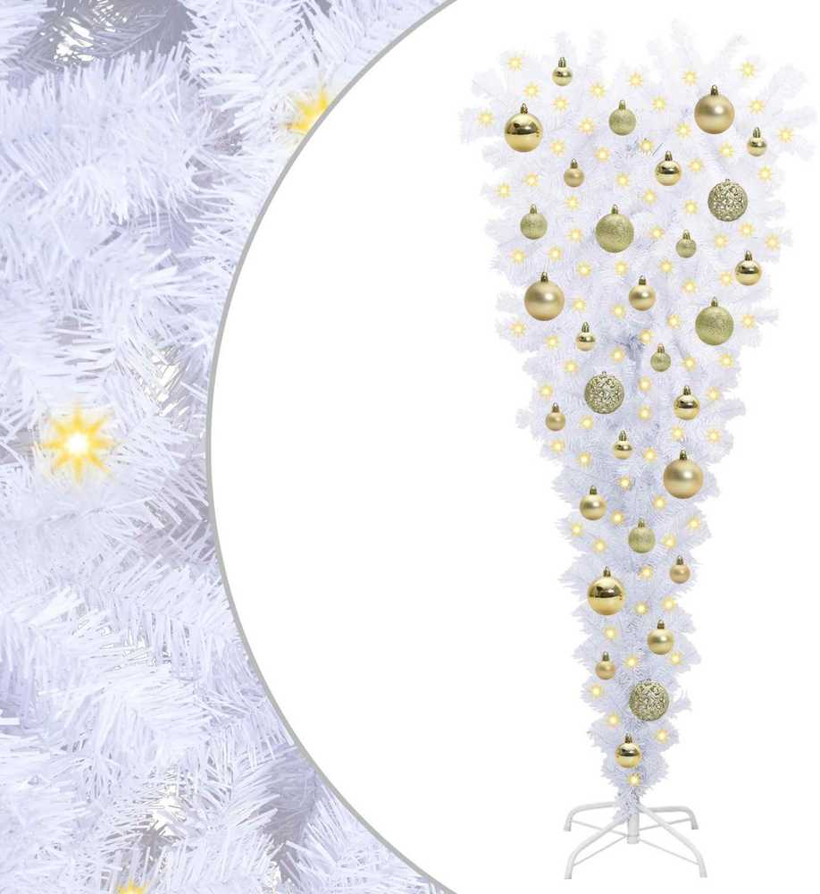 Dirbtinė Kalėdų eglutė su 150 LED Balta 120 cm PVC ir Plienas