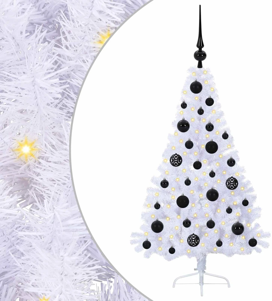 Dirbtinė Kalėdų eglutė su 150 LED Balta 120 cm PVC ir Plienas