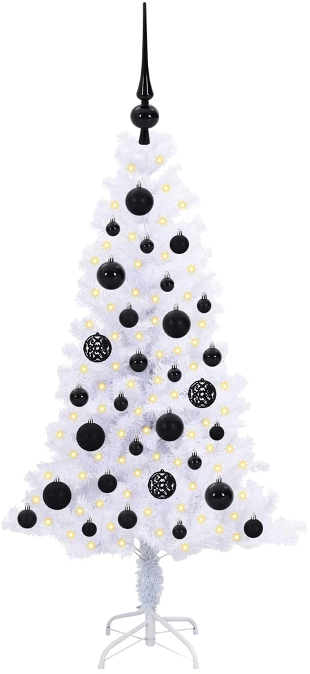 Dirbtinė Kalėdų eglutė su 150 LED Balta 120 cm PVC ir plienas