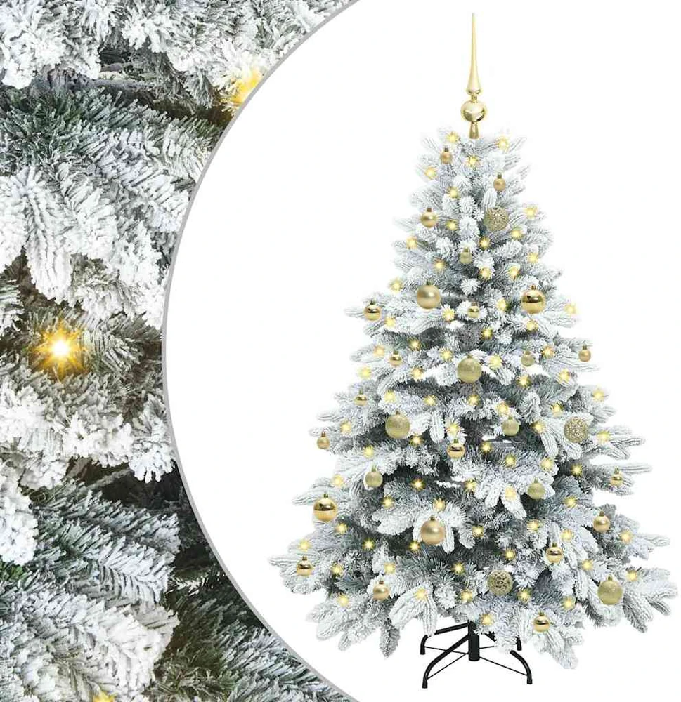 Dirbtinė Kalėdų eglutė su 150 LED Balta 150 cm PE ir PVC