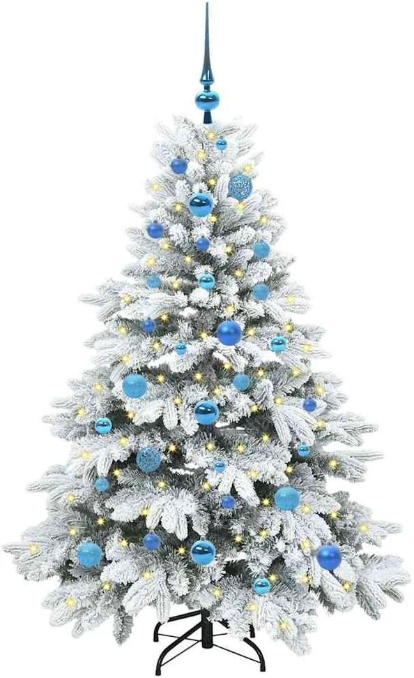 Dirbtinė Kalėdų eglutė su 150 LED Balta 150 cm PE ir PVC