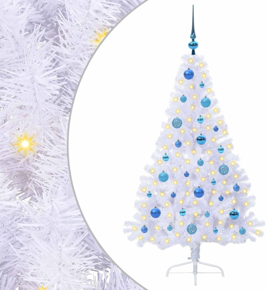 Dirbtinė Kalėdų eglutė su 150 LED Balta 150 cm PVC ir Plienas