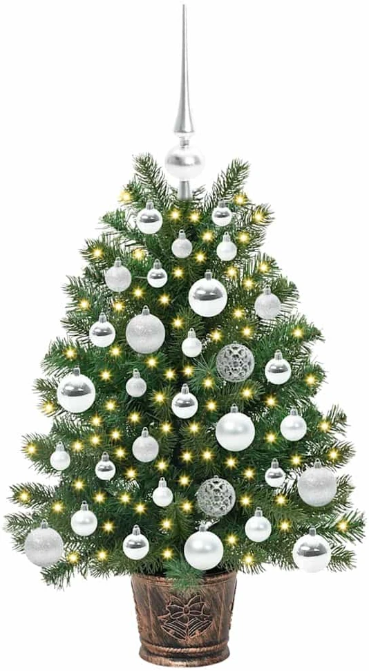 Dirbtinė Kalėdų eglutė su 150 LED s stovu Žalia 75 cm PE ir PVC