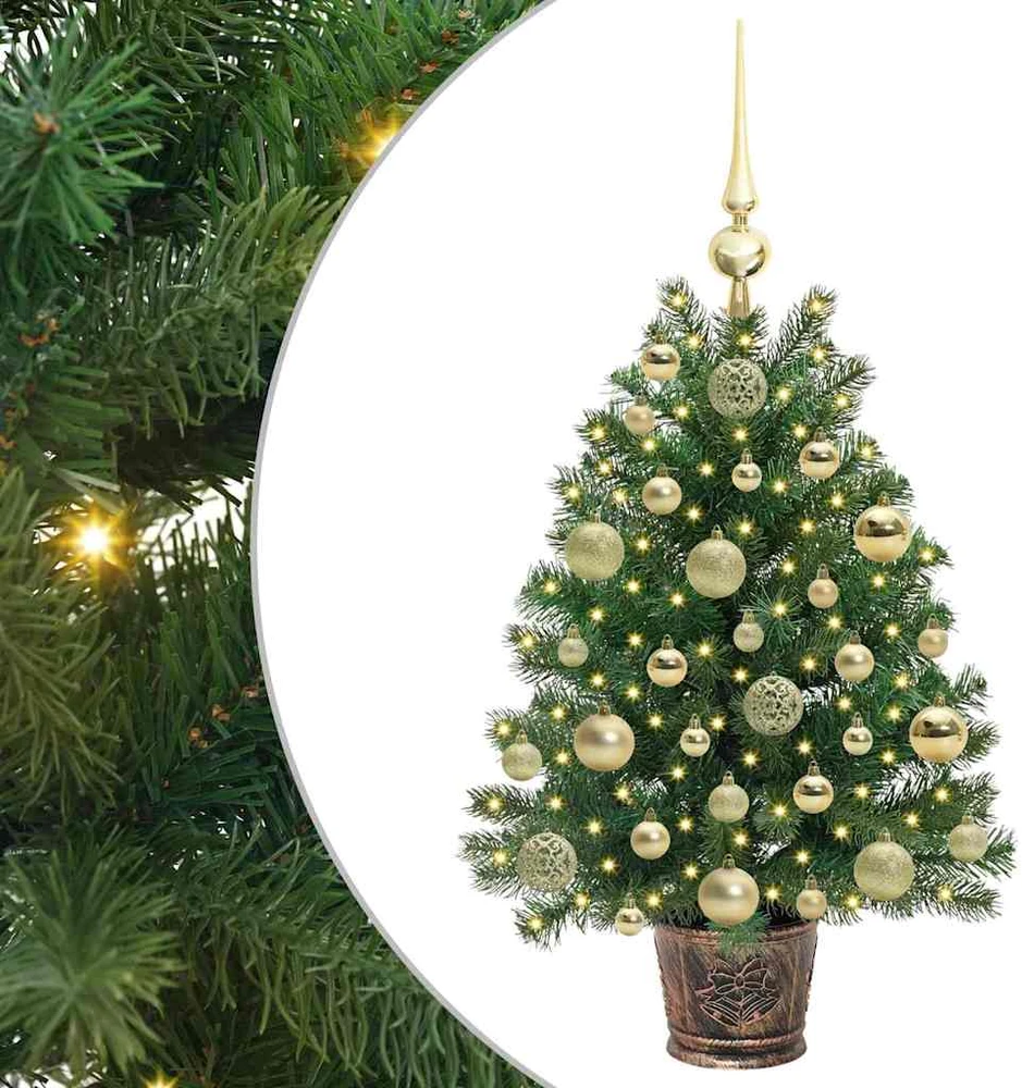 Dirbtinė Kalėdų eglutė su 150 LED s stovu Žalia 75 cm PE ir PVC