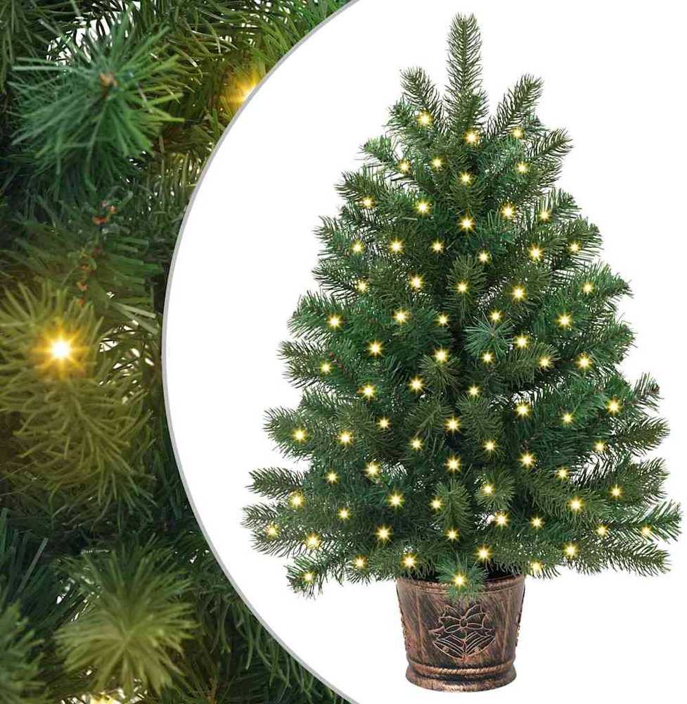 Dirbtinė Kalėdų eglutė su 150 LED s stovu Žalia 65 cm PE ir PVC