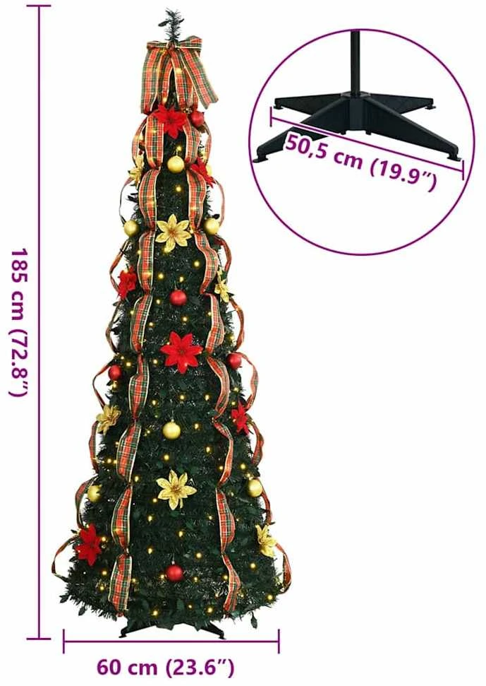 Dirbtinė Kalėdų eglutė su 150 LED s stovu Žalia 185 cm PVC