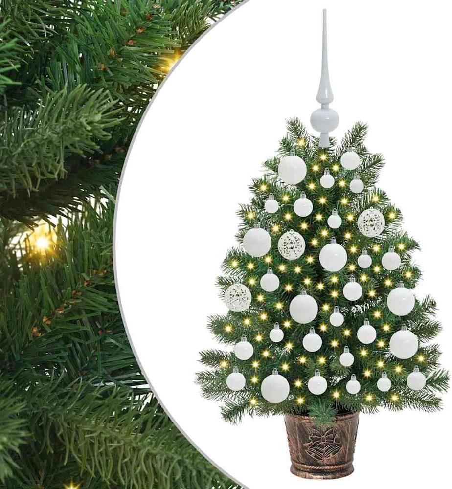 Dirbtinė Kalėdų eglutė su 150 LED s stovu Žalia 75 cm PE ir PVC
