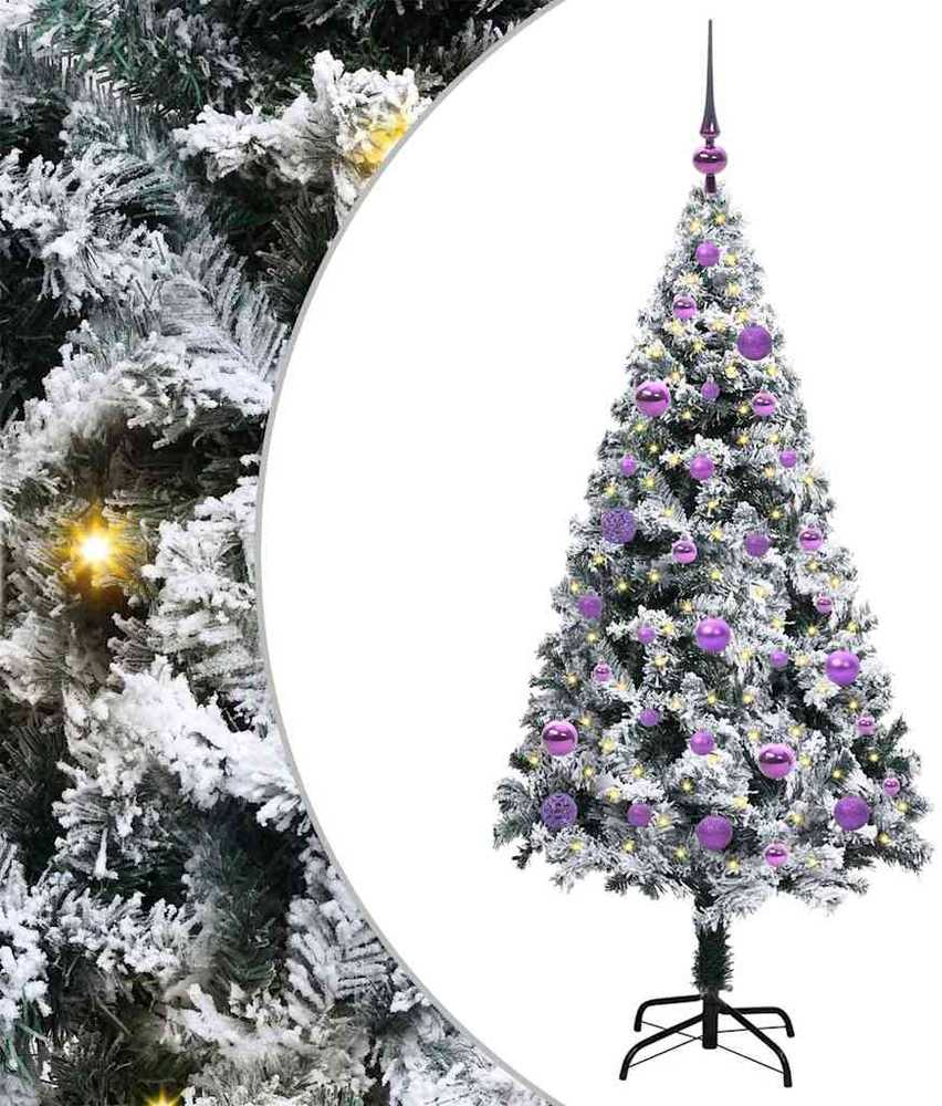 Dirbtinė Kalėdų eglutė Balta 150 cm PVC ir Plienas ir Plastikas