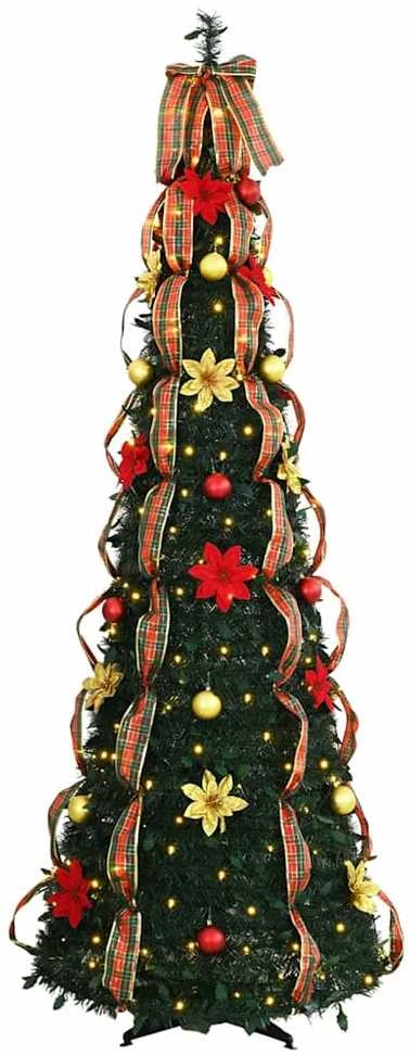 Dirbtinė Kalėdų eglutė su 150 LED s stovu Žalia 185 cm PVC
