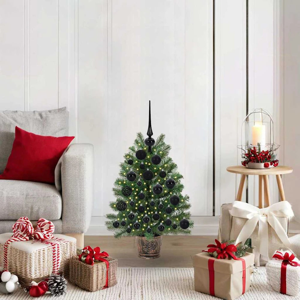 Dirbtinė Kalėdų eglutė su 150 LED s stovu Žalia 75 cm PE ir PVC
