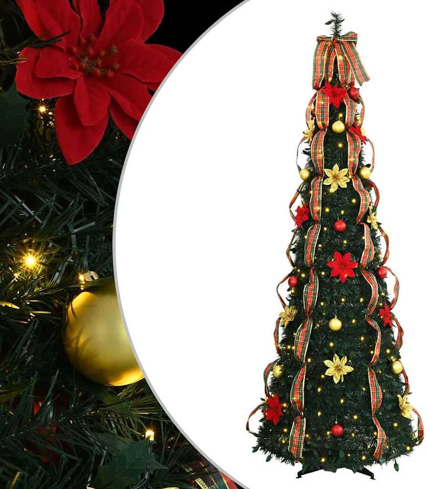 Dirbtinė Kalėdų eglutė su 150 LED s stovu Žalia 185 cm PVC