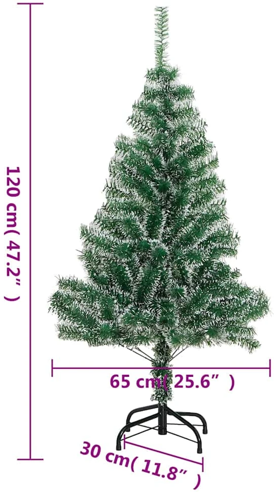 Dirbtinė Kalėdų eglutė su 150 LED, žaisliukais ir sniegu, 120cm