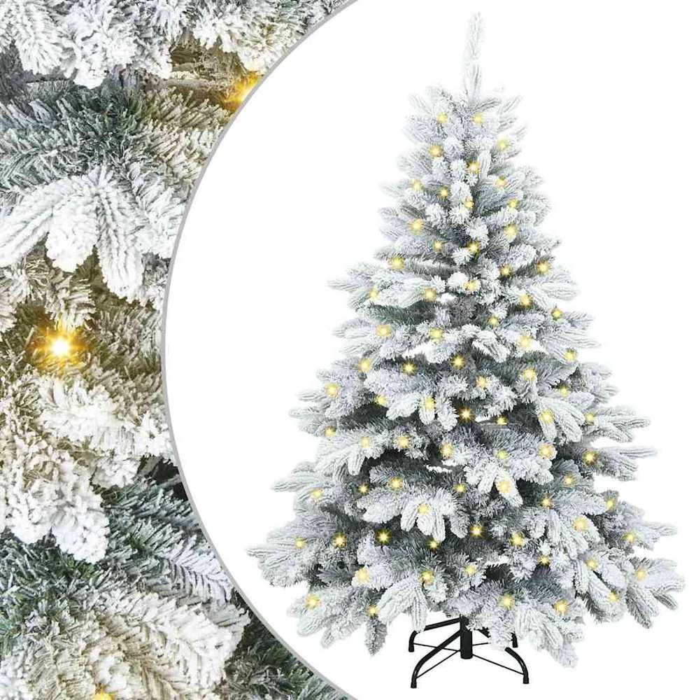 Dirbtinė Kalėdų eglutė su 150 LED Balta 150 cm PE ir PVC