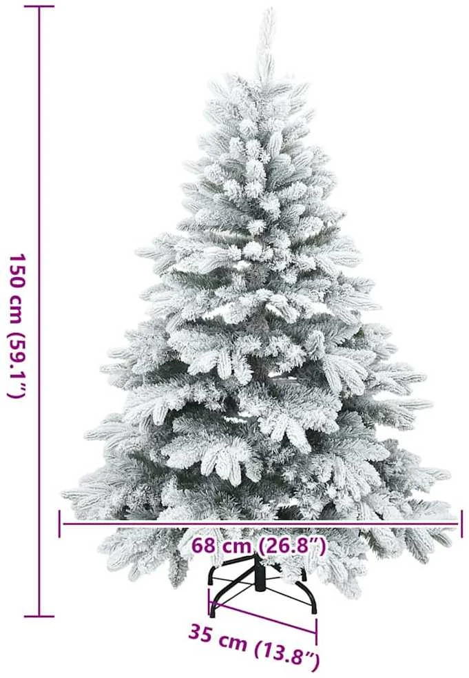 Dirbtinė Kalėdų eglutė su 150 LED Balta 150 cm PE ir PVC