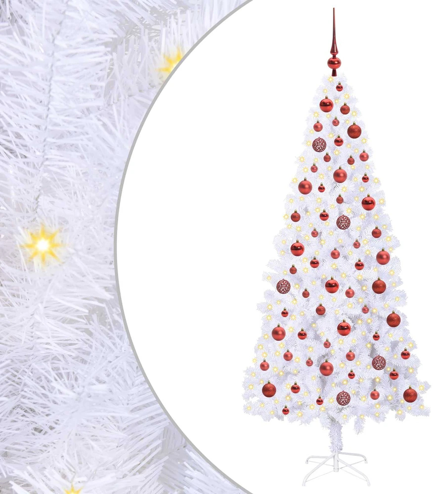 Dirbtinė Kalėdų eglutė su 300 LED Balta 180 cm PVC ir Plienas