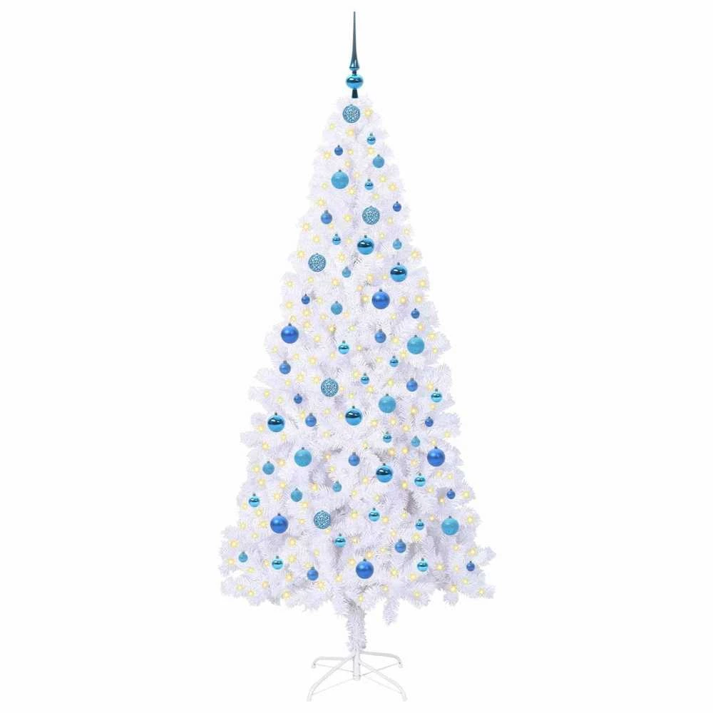 Dirbtinė Kalėdų eglutė su 300 LED Balta 210 cm PVC ir Plienas