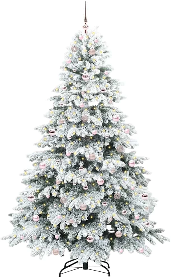 Dirbtinė Kalėdų eglutė su 300 LED Balta 210 cm PE ir PVC