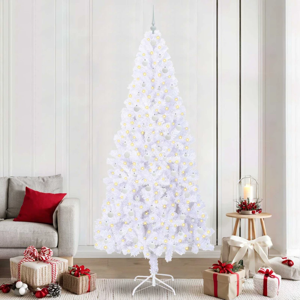Dirbtinė Kalėdų eglutė su 300 LED Balta 240 cm PVC ir Plienas